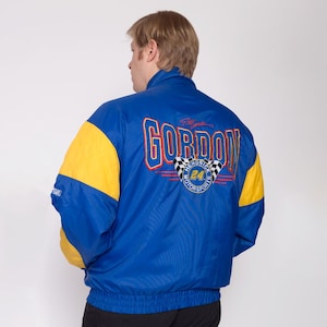 90s Jeff Gordon NASCAR Racing Jacket Men&#39;s XL | Vintage Nutmeg Mills Dupont Color Block Puffer Coat
