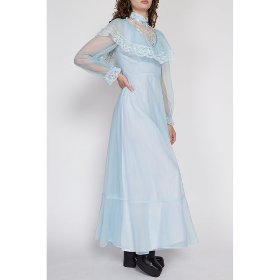 Small 70s Does Victorian Baby Blue Gown | Vintage… - image 4
