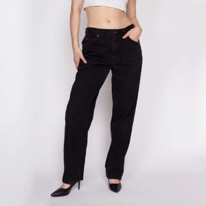 34x32 90s Lee Black Jeans Unisex | Vintage Denim Made In USA High Waisted Tapered Leg Jeans