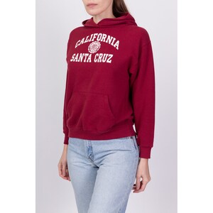 XS 90s University Of California Santa Cruz Cropped Hoodie Vintage Hooded College Sweatshirt image 4