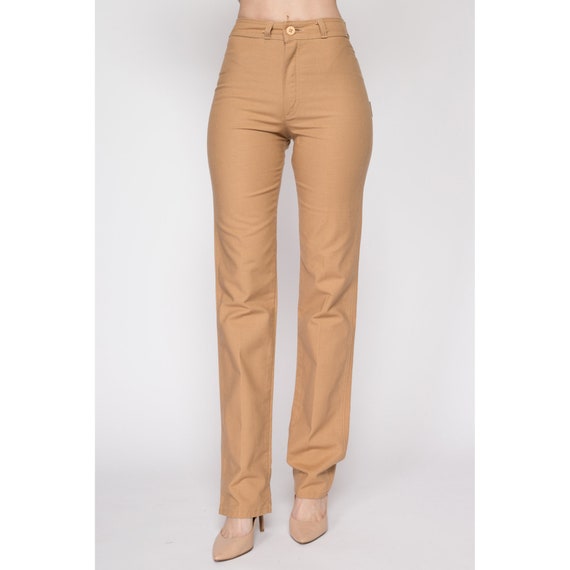 XS 70s Tan High Waisted Pants 24.5" | Retro Vinta… - image 2