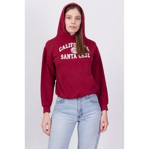 XS 90s University Of California Santa Cruz Cropped Hoodie Vintage Hooded College Sweatshirt image 6