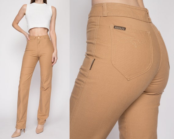 XS 70s Tan High Waisted Pants 24.5" | Retro Vinta… - image 1