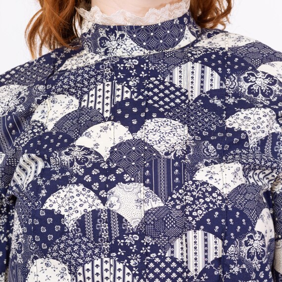 Vintage 70s Fish Scale Patchwork Print Blouse - L… - image 7