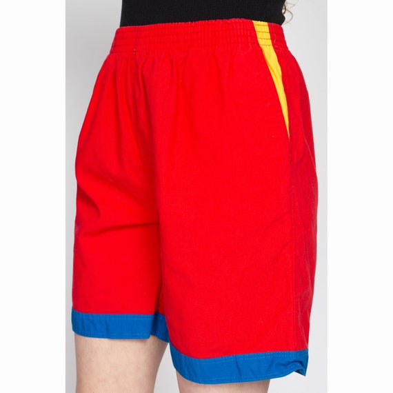80s Red Color Block Shorts - Medium | Retro High … - image 6