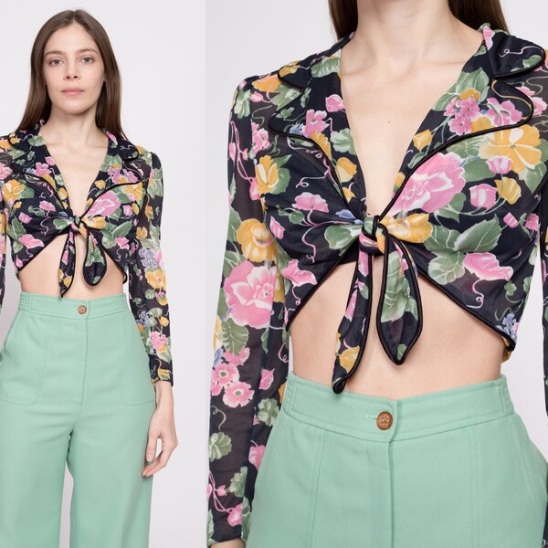 Front-Tie Cropped Lapel Top 68601