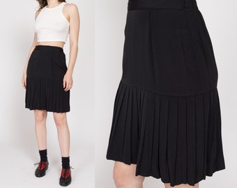 Medium 80s Black Pleated Mini Skirt " | Vintage High Waisted Grunge Schoolgirl Skirt