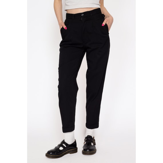 Petite XS 80s Black Pleated High Waisted Pants | … - image 2