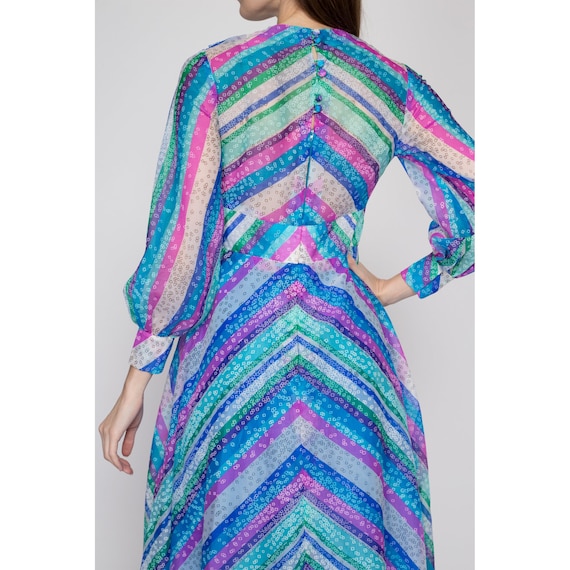 Small 60s 70s Psychedelic Striped Maxi Dress Peti… - image 6