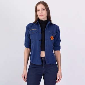 XXS Vintage 1950s BSA Cub Scouts Uniform Shirt | 50s Navy Blue Boy Scouts Patch Button Up Long Sleeve Top