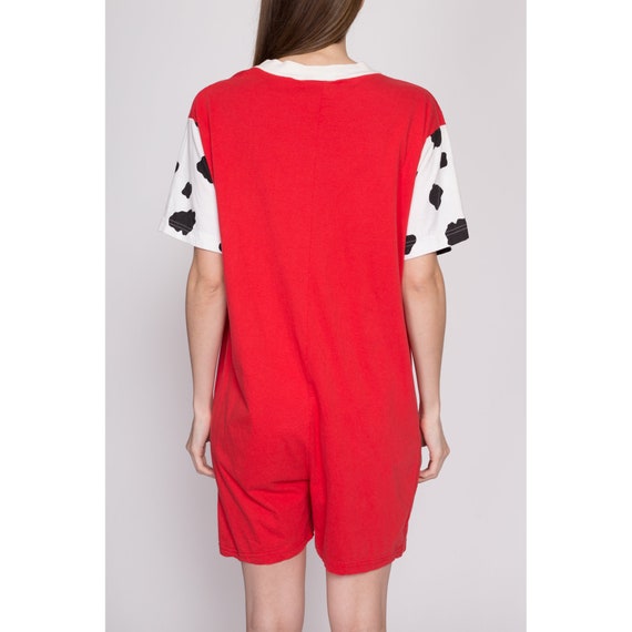 Med-Lrg 80s Retro Cow Romper | Vintage Red White … - image 5