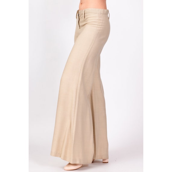 70s Khaki Low Rise Bell Bottoms Extra Small | Vin… - image 4