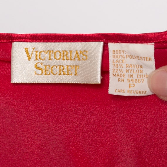 Small 90s Victoria's Secret Red Satin Nightie | V… - image 6