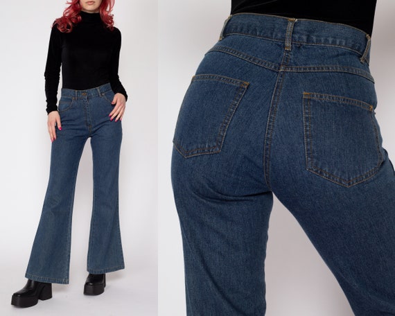 Petite XS 90s Dark Wash Denim Flared Jeans 25" | … - image 1