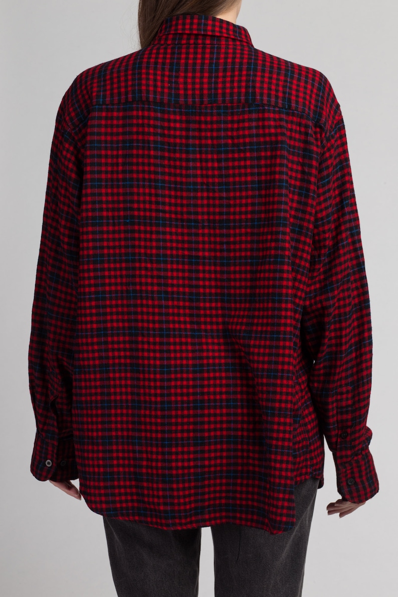 80s 90s Red Plaid Shirt Men/'s XL Vintage Unisex Lumberjack Button Up Top