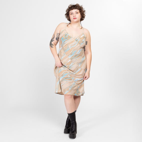 1X 90s Y2K Marble Print Midi Slip Dress | Vintage Blue Beige Bias Cut  Spaghetti Strap Party Sundress - Etsy Ireland