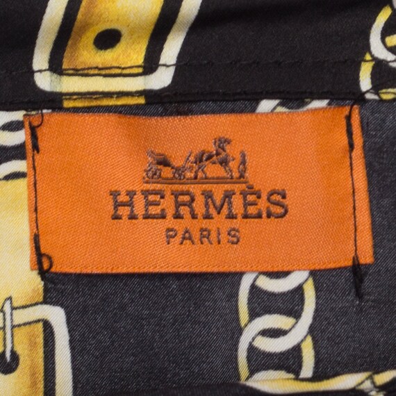 XL 80s Hermès Silk Baroque Equestrian Print Blous… - image 8