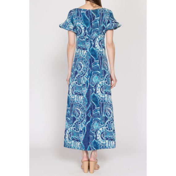 XS 60s Hawaiian Blue Abstract Print Maxi Dress | … - image 6