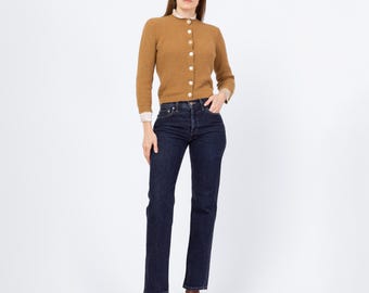 Jeans vintage anni '90 a vita media lavaggio scuro - Extra Small / Jeans slim a gamba dritta in denim