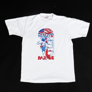 80s 90s Ennis Rodeo & Parade T Shirt Medium to Large Vintage Red White Blue Cowboy Graphic Tourist Tee image 1