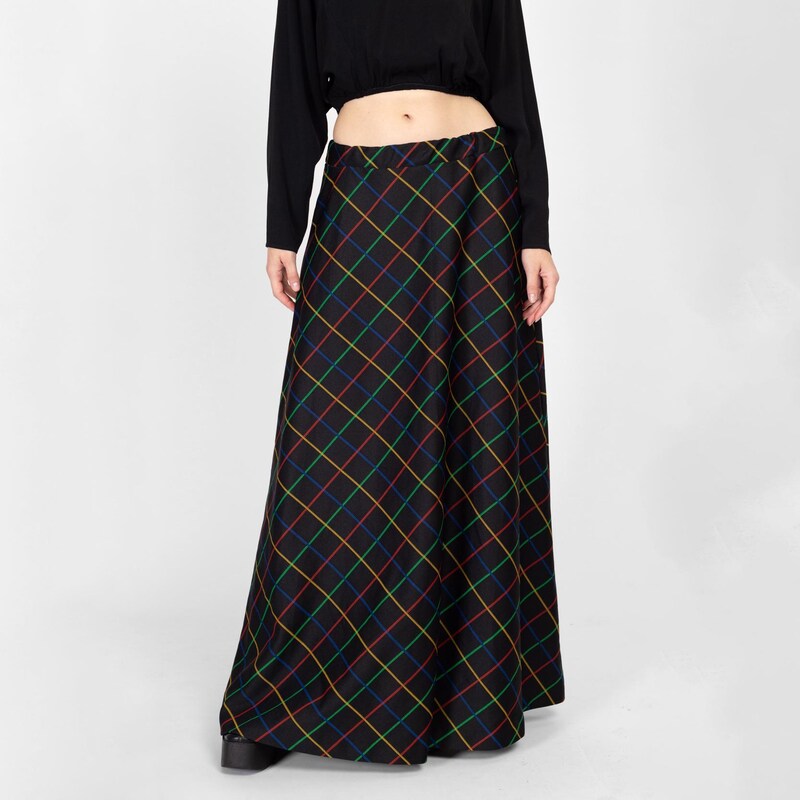 Plaid A-Line Maxi Skirt