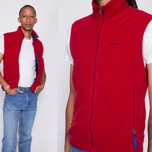 Small 90s Patagonia Synchilla Red Fleece Vest Vintage Zip Front Sleeveless Lightweight Jacket image 1