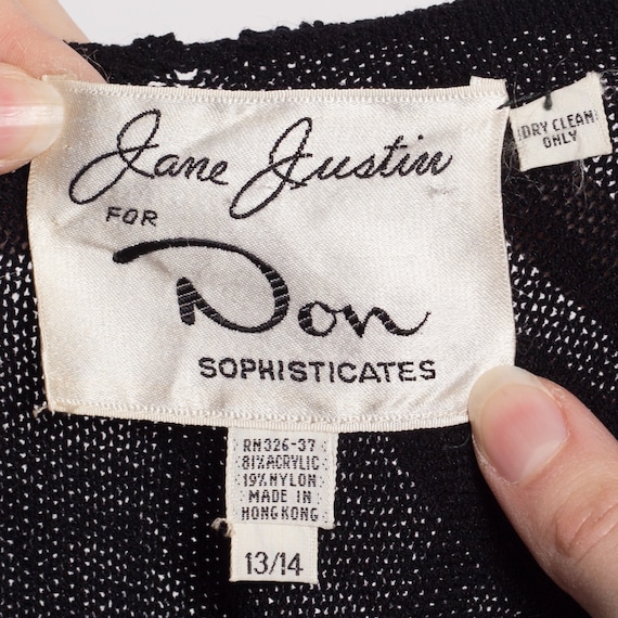 70s Black Knit Side Slit Maxi Dress Medium | Vint… - image 6