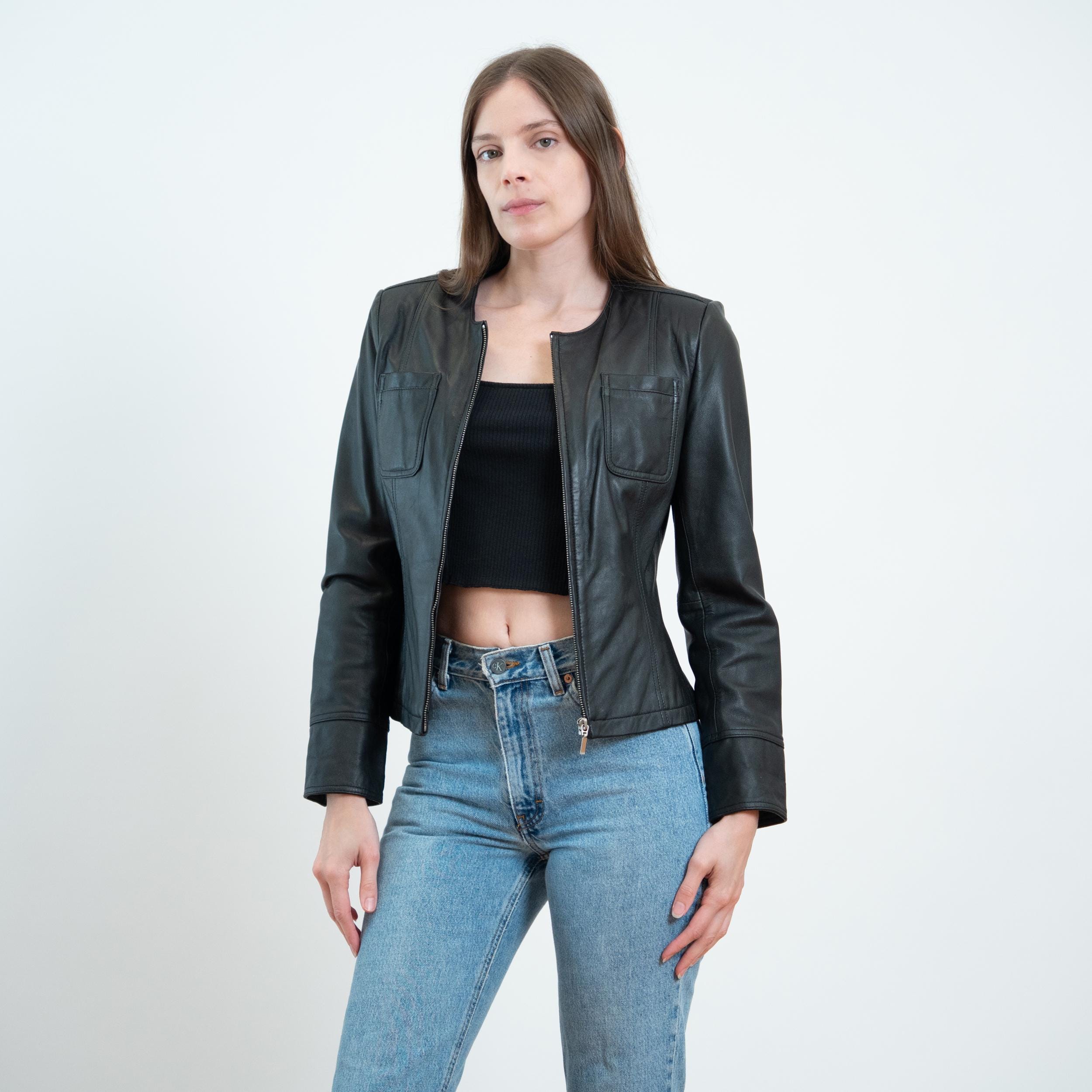 Y2k Leather Zip Jacket - Etsy