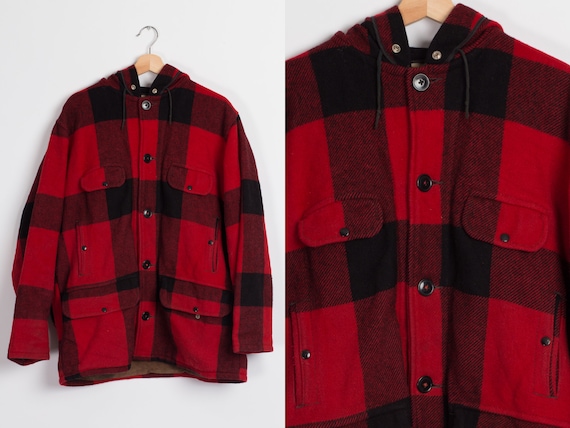 40s 50s Johnson Woolen Mills Hooded Mackinaw Coat