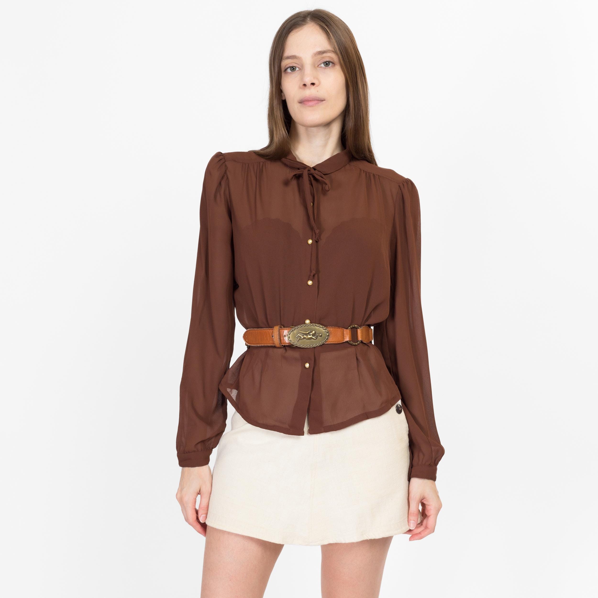 トップス deres half sleeve blouse chocolate il_fullxfull.6306210947_hv08.jpg