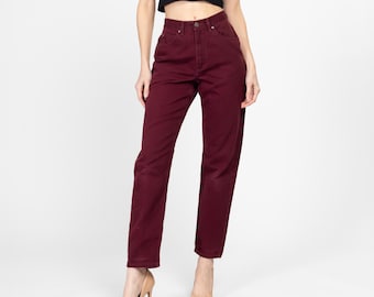90s Maroon High Waisted Mom Jeans - XS, 25" | Vintage Liz Claiborne Tapered Leg Denim