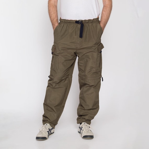 Medium 90s Olive Green Zip off Windbreaker Pants | Vintage Water