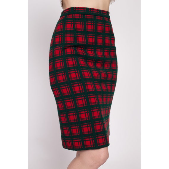 60s I. Magnin Plaid Pencil Skirt Extra Small | Vi… - image 3