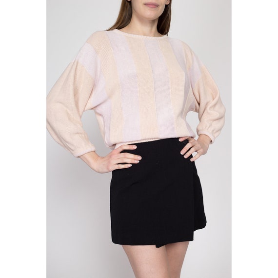 Medium 80s Pastel Striped Batwing Sweater | Vinta… - image 3
