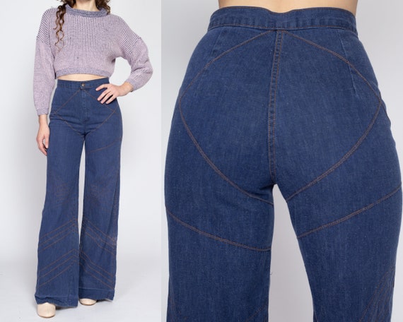 Decorative seam shop flared jeans