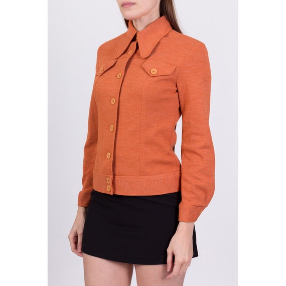 60s 70s Mod Orange Dog Ear Collar Shirt Jacket Extra … Gem
