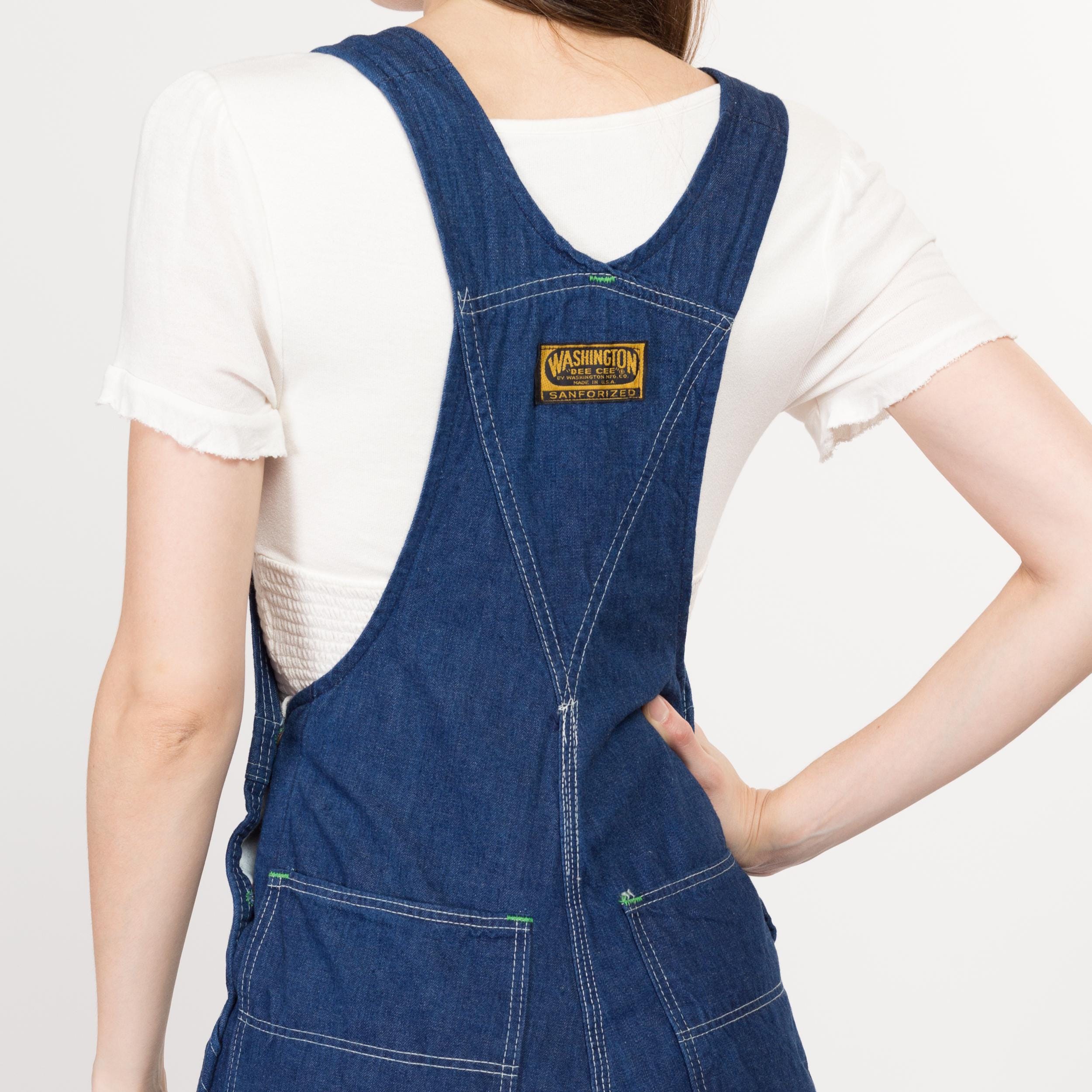 60s 70s Washington Dee Cee Dark Wash Denim Overalls - Extra Small