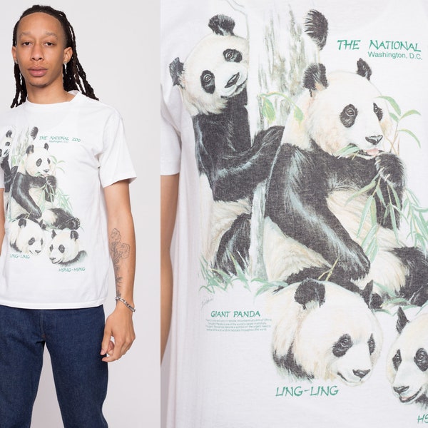 Men Vintage T-Shirts Vintage Giant Panda Printing Old Short Sleeve Vintage Loose