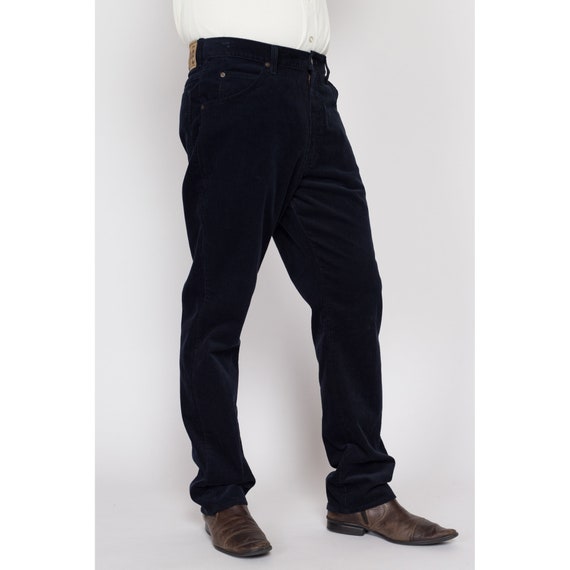 34x32 80s Lee Riders Navy Blue Corduroy Trousers … - image 5