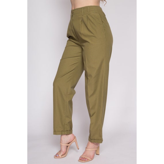 Medium 80s Olive High Waisted Trousers 28" | Vint… - image 3