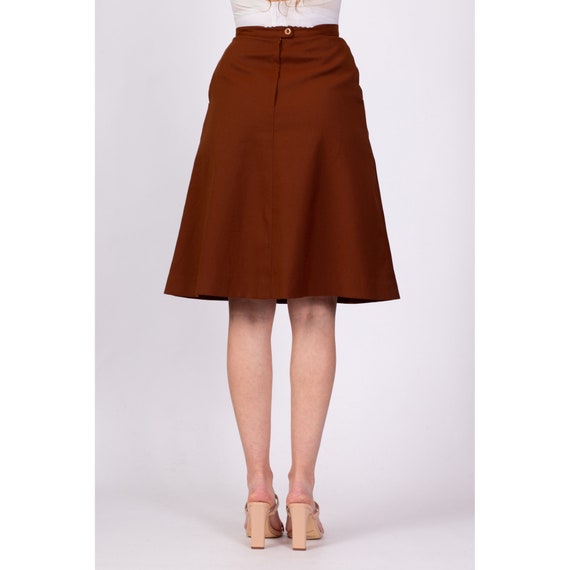 70s Campus Casuals Rust Brown A Line Skirt Extra … - image 5