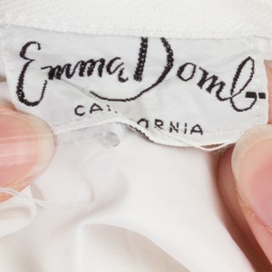 60s 70s Emma Domb White Swiss Dot Maxi Dress, As Is Petite XS Vintage Crochet Trim Boho Empire Waist Gown image 9