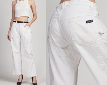 32 Waist 70s Dee Cee White Carpenter Pants Unisex Vintage