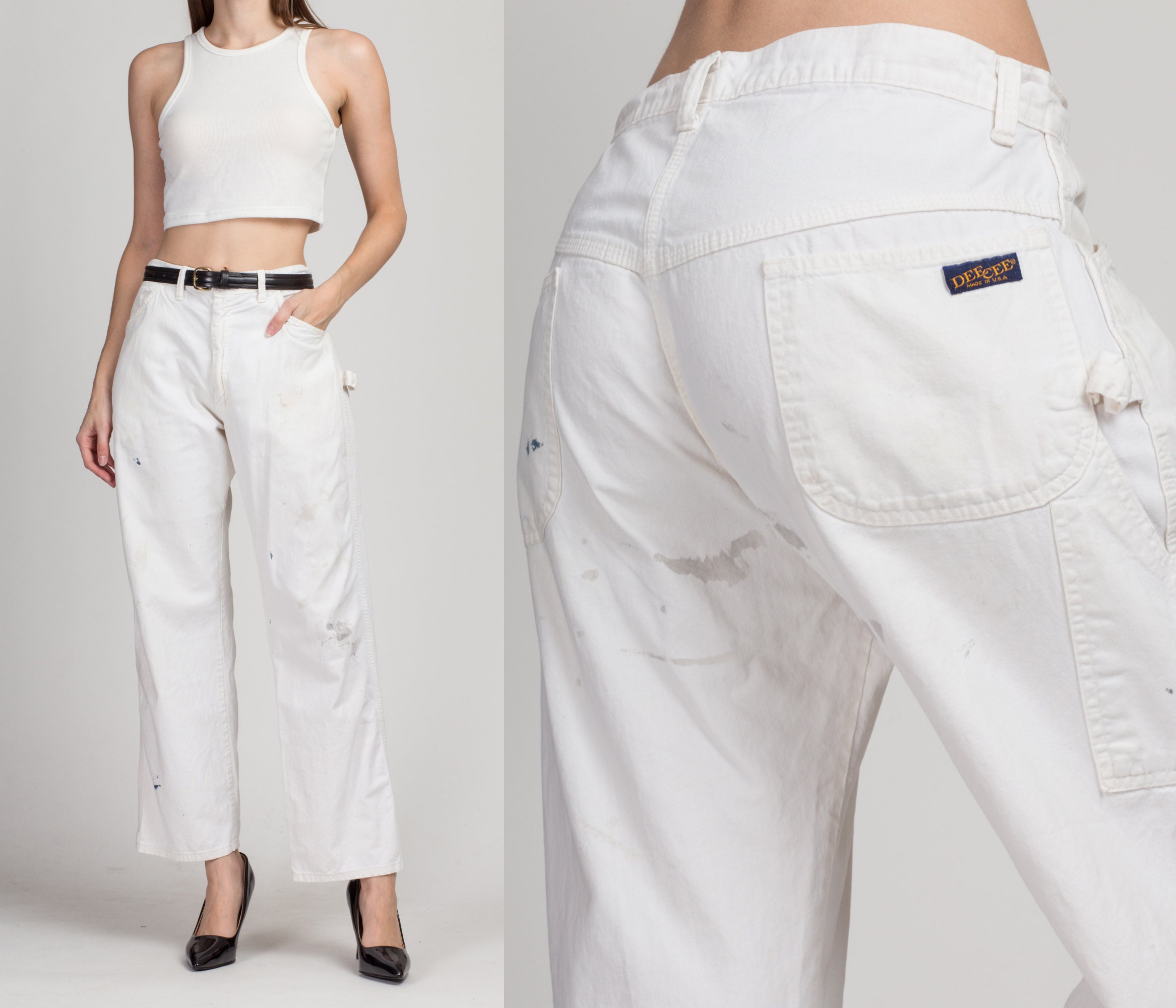 32 Waist 70s Dee Cee White Carpenter Pants Unisex Vintage 32 Waist 70s Dee Cee White Carpenter Pants Unisex Vintage