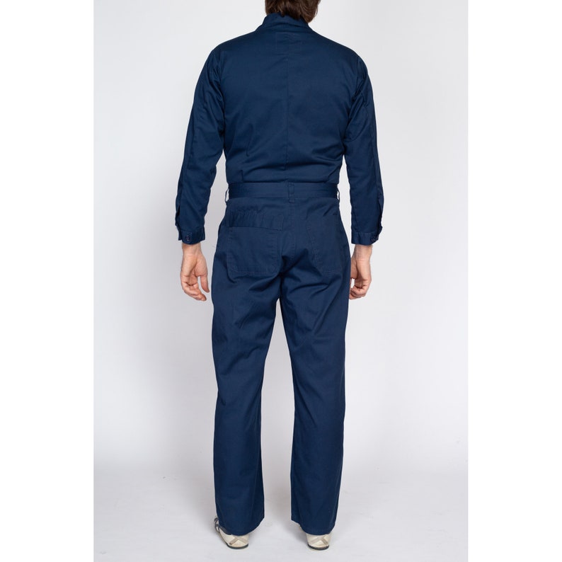 40R Vintage Navy Blue Workwear Coveralls Medium 90s Y2K Men's Mechanics Boiler Suit Uniform Jumpsuit image 5