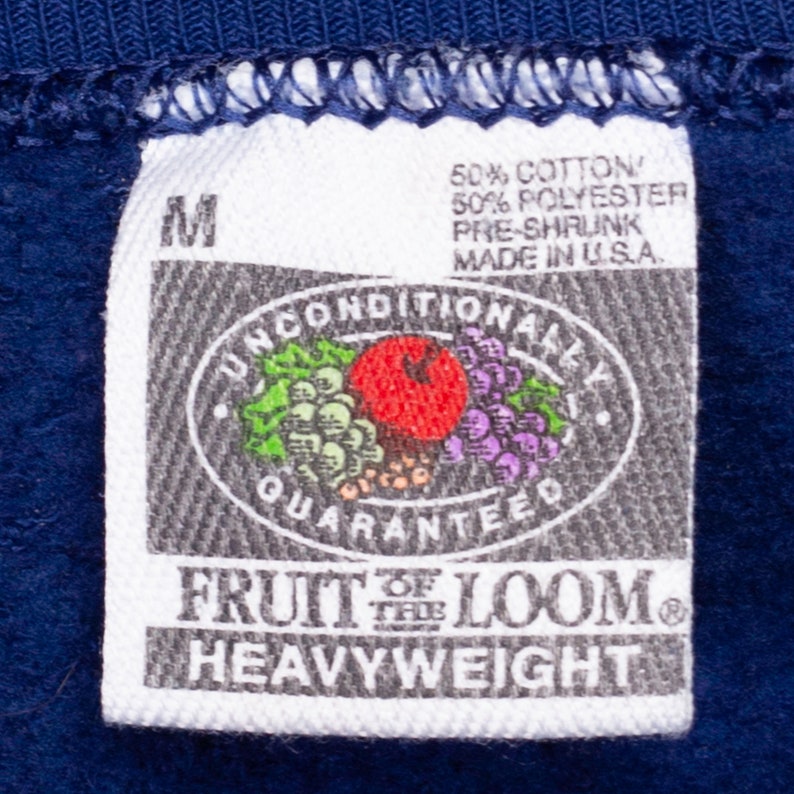 90s Dark Blue Crewneck Sweatshirt Men's Medium Vintage Fruit Of The Loom Unisex Plain Pullover image 6