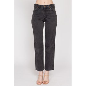 90er Jahre Wrangler Verblasste Schwarze Mid Rise Jeans - 29" Taille | Vintage Unisex Baumwoll-Denim Jeans mit geradem Bein Bild 3