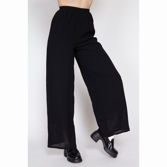 XS Y2K Black High Waisted Sheer Illusion Wide Leg… - image 4