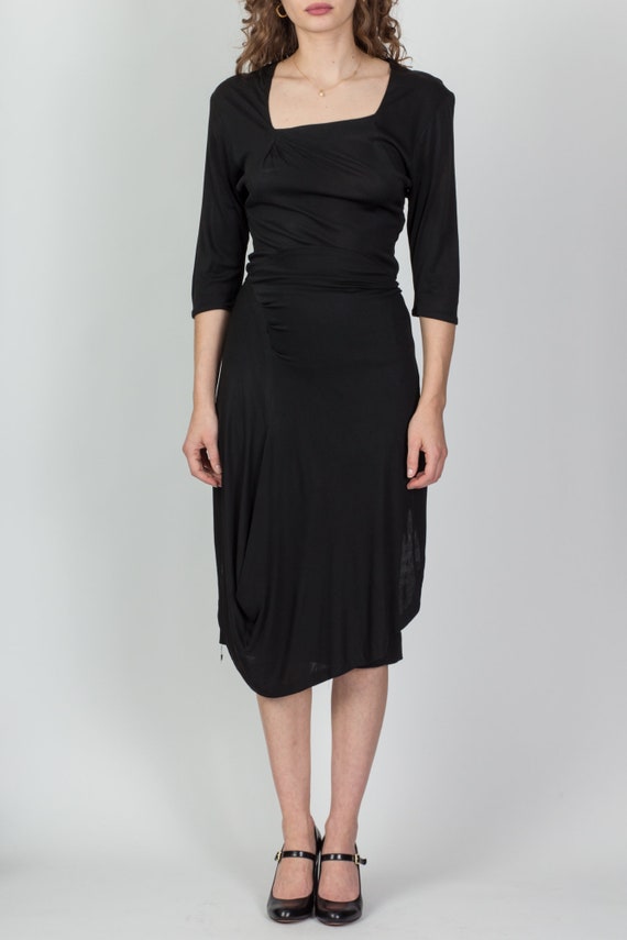 1940s Black Rayon Crepe Dress, As Is Small | Vint… - image 2