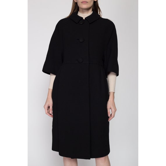 Medium 1950s Black Wool Bubble Coat | Retro Vinta… - image 2